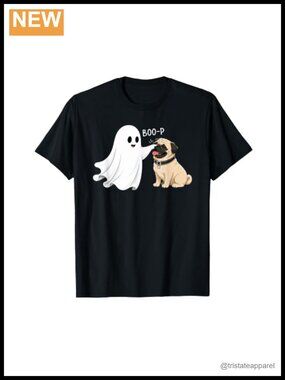 Pug Dog Ghost Boo Boop Halloween Costume Dog Lovers T-Shirt